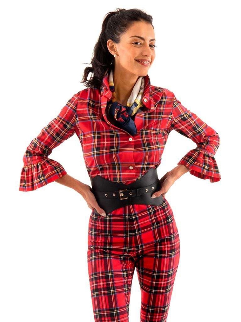 Gretchen Scott Duke of York Priss Blouse Red Tartan Plaid Preppy.     15